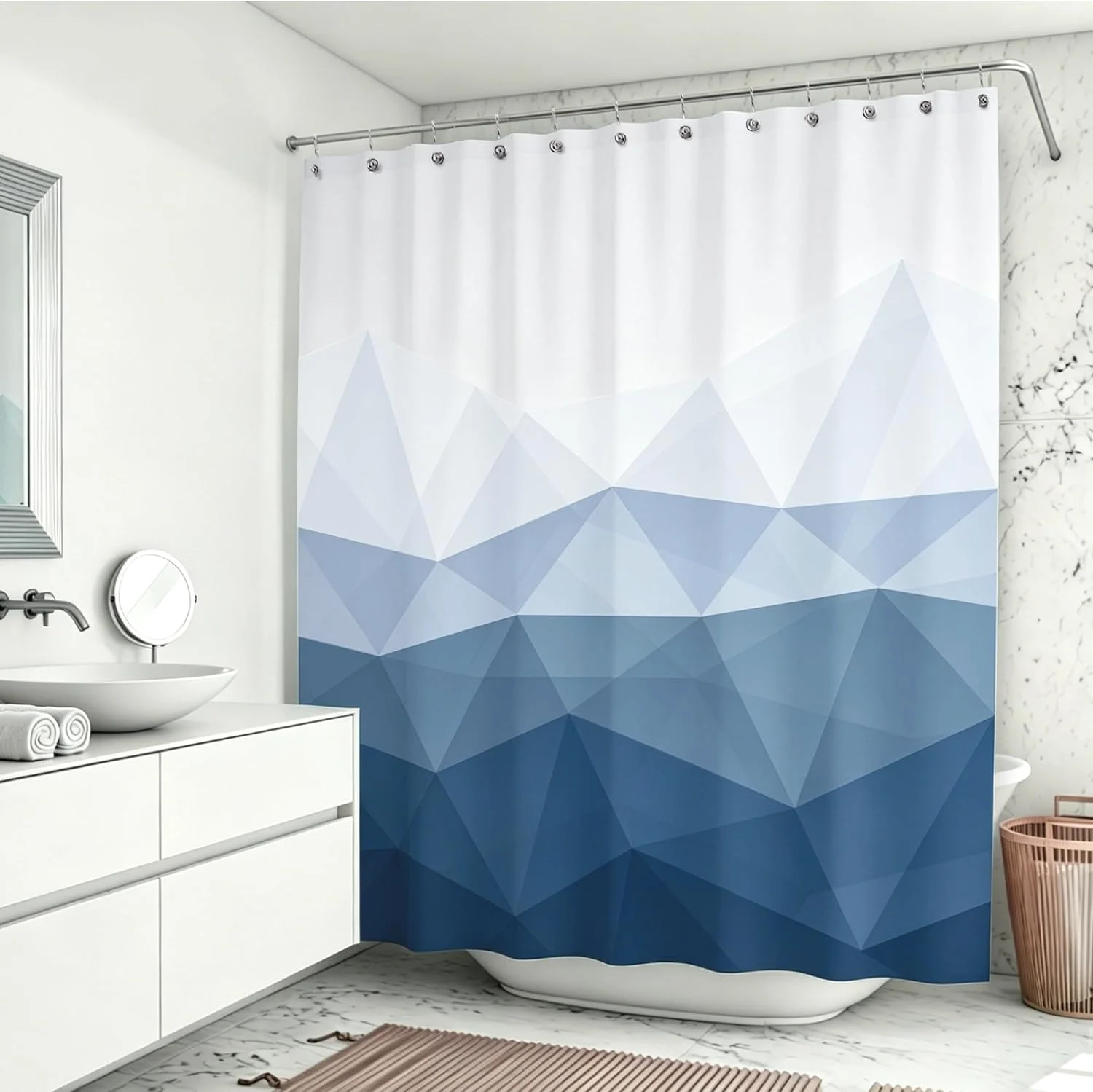 A Sunlit fabric shower curtain