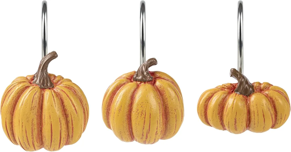 Fall Pumpkin Decorative Shower Curtain Hooks