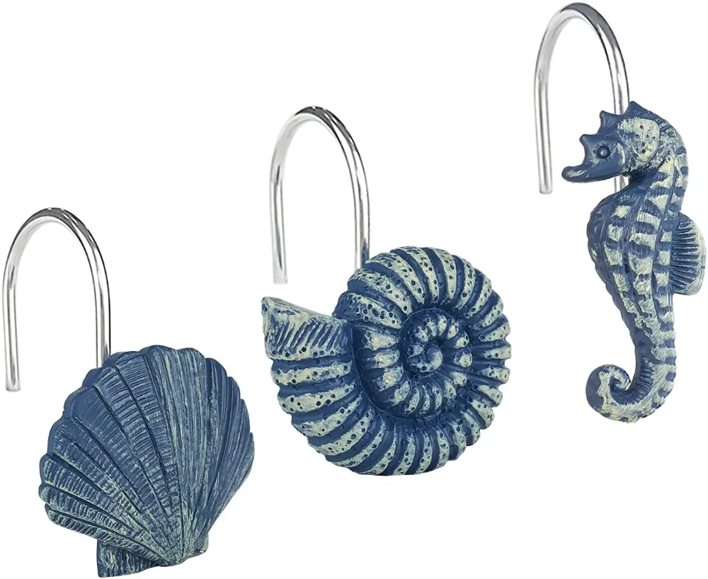 Seashells Decorative Shower Curtain Hooks